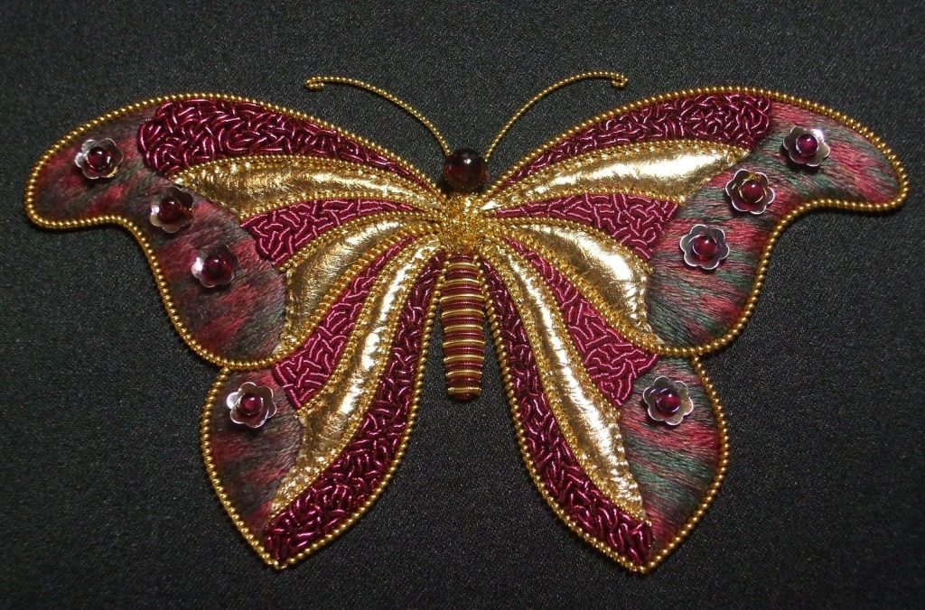 Rose butterfly  alison cole embroidery