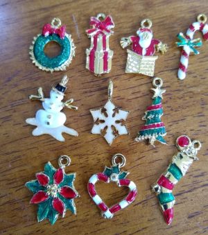 christmas charms gold plated pewter
